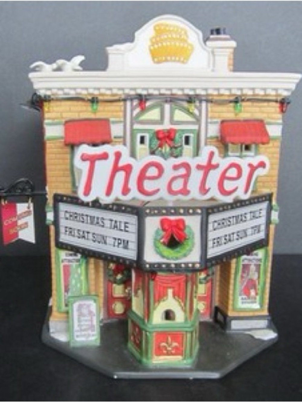 Christmas Village Theater Building with Multicolor Lights